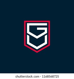 GV shield shape Letter logo design template