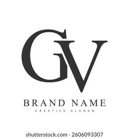 GV trendy logotype template. Initial letter g and v classic font style. Creative logo for company name or identity. Vector illustration.