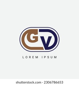 GV or VG Letter Initial Logo Design, Vector Template