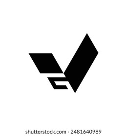 GV VG letter logo check mark negative space