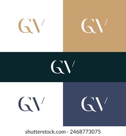 GV, VG letter logo design template elements. Modern abstract digital alphabet letter logo.