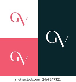 GV, VG letter logo design template elements. Modern abstract digital alphabet letter logo.