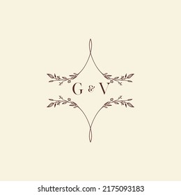 Cartas iniciales del logo de la boda de GV en un diseño profesional de alta calidad que se imprimirán en cualquier medio impreso