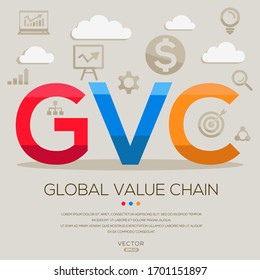  GVC mean (global value chain) ,letters and icons,Vector illustration.