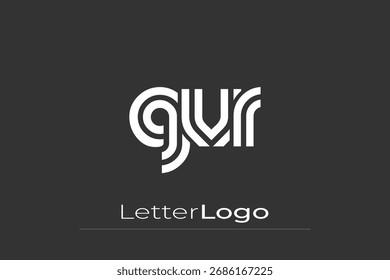 GVR kreatives einzigartiges Logo-Design mit modernem Buchstaben. Elegantes Monogramm-Logo-Design mit dekorativen Elementen und Typografie