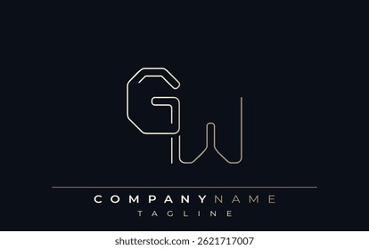 GW Abstract Line Style Logo. Minimalist Design Featuring the Letters G and W Abstract Line Style
