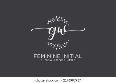GW beauty monogram and elegant logo design handwriting logo of initial signature, wedding, fashion, floral and botanical with creative template.