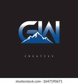 GW Creative Mountain Logo Bold Gradient Letter mark Branding Design for Business Outdoor Brands