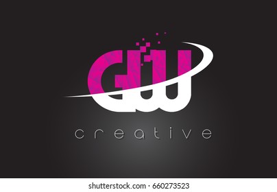 GW G W Creative Letters Design. White Pink Letter Vector Illustration.