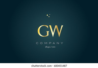 gw g w  gold golden luxury product metal metallic alphabet company letter logo design vector icon template green background