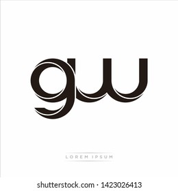 gw g w Initial Letter Split Lowercase Modern Monogram linked outline rounded logo