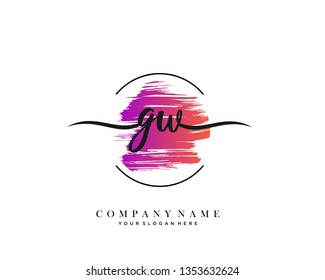 GW handwriting initial  logo vector