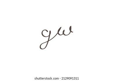 logotipo manuscrito gw para identidad. caligrafía manuscrita inicial gw, para monograma y logotipo. 