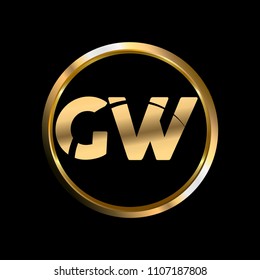 GW initial circle company logo gold black background