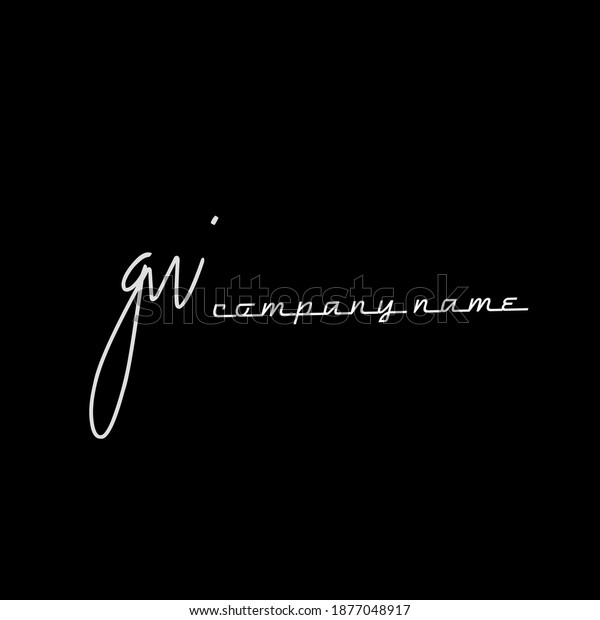 Gw Initial Handwriting Handwritten Logo Identity Stock Vector (Royalty ...