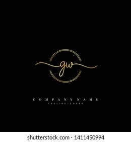 GW initial handwriting logo template vector