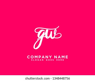 GW Initial Handwriting Logo Vector