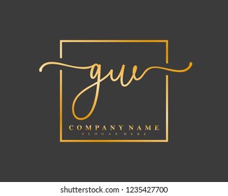 GW Initial handwriting square minimalist logo vector