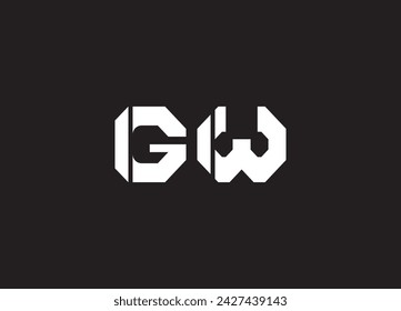 GW initial hexagon icon. letter.