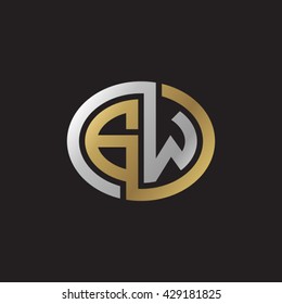 GW initial letters looping linked ellipse elegant logo golden silver black background