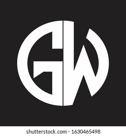 GW Initial Logo design Monogram Isolated on black and white