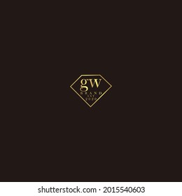 GW Logo inicial diamante de lujo ilustración de boda