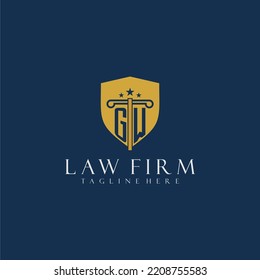 GW initial monogram lawfirm logo with pillar and shield design