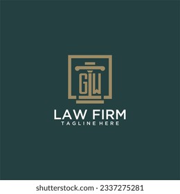 GW initial monogram logo for lawfirm with pillar design in creative square