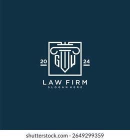GW initial monogram logo for lawfirm with pillar design in creative square