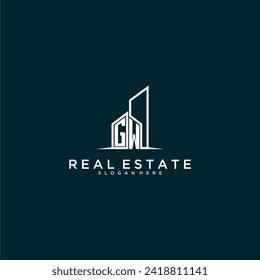 GW initial monogram logo real estate with building style design vector