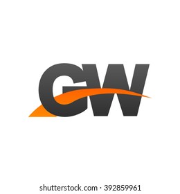 GW initial overlapping swoosh letter logo black orange