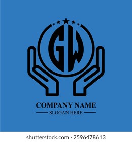 GW initials held within hands, symbolizing trust and protection. The circle represents unity, while stars highlight excellence and ambition.