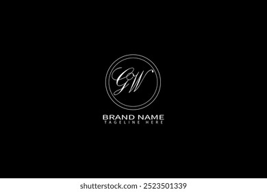 Diseño del logotipo de la letra de GW. círculo, triángulo, hexágono, estilo plano y simple con el logotipo blanco de la letra de la variación del color fijado en una mesa de trabajo. GW