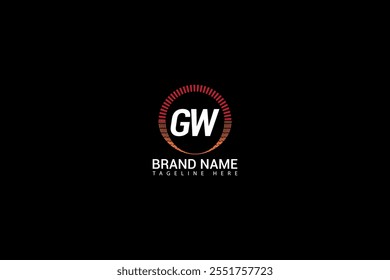 Diseño del logotipo de la letra de GW. círculo, triángulo, hexágono, estilo plano y simple con el logotipo blanco de la letra de la variación del color fijado en una mesa de trabajo. GW