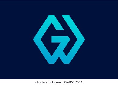 GW letter logo design, monogram, icon, symbol, initial. Combination of G and W letter in geometric logo design style. Very match for technology, mobile manufacture, general trader or sporty apparel.