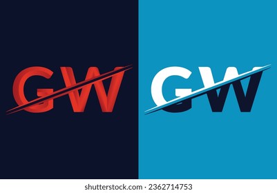 Plantilla vectorial de diseño del logotipo de la letra GW.