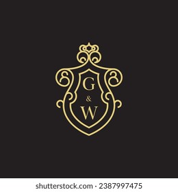 GW line vintage initial logo in high quality professional design that will print well across any print media