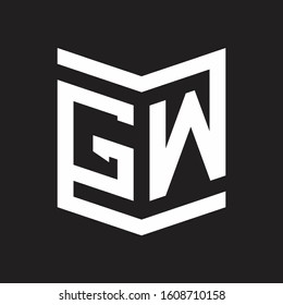 GW Logo Emblem Monogram With Shield Style Design Template Isolated On Black Background