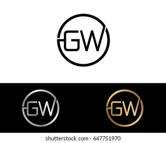 Gw Logo. Letter Design Vector with Red and Black Gold Silver Colors