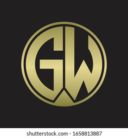 GW Logo monogram circle with piece ribbon style on gold colors