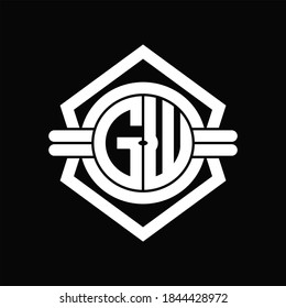 GW logo monogram with circle shape isolated hexagon emblem rounded design template on black background