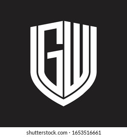 GW-Logo-Monogramm mit Emblem-Schild-Design einzeln auf schwarzem Hintergrund