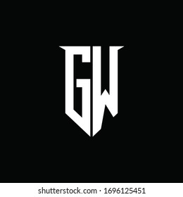 GW logo monogram with emblem shield style design template