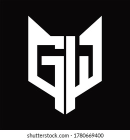 GW Logo monogram with fox head shape design template