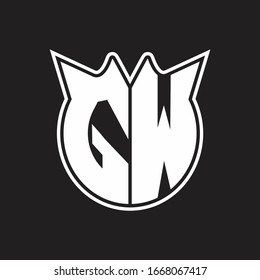 GW Logo monogram with horn shape style design isolated on black background