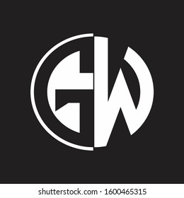 GW Logo monogram with Negative space style design tempate