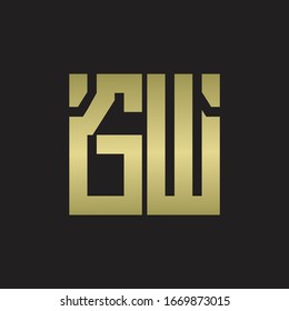GW Logo with squere shape design template with gold colors
