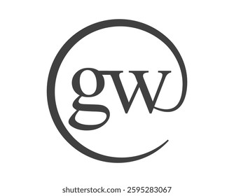 GW logo from two letter with circle shape email sign style. G and W round logotype of business company for brand identity.