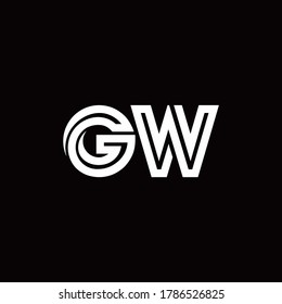 Logo de monograma GW con plantilla de diseño de línea abstracta