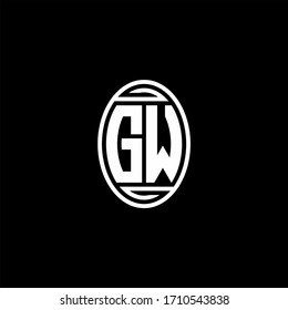 GW monogram logo isolated on oval rotate shape design template
